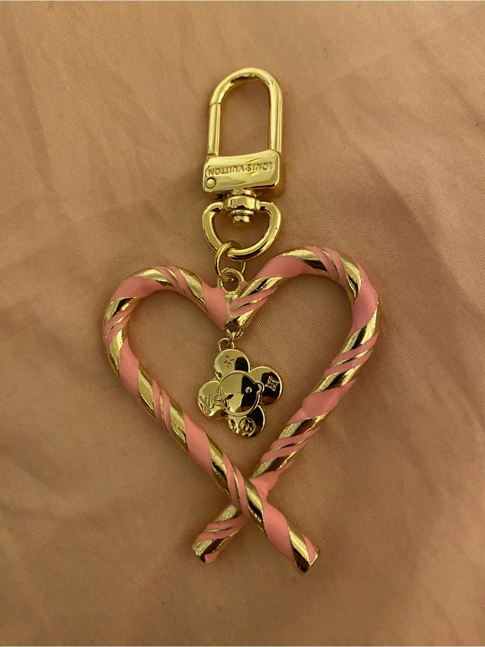 Heart-Shaped Vivienne Inspired Pink and Gold Keychain Charm